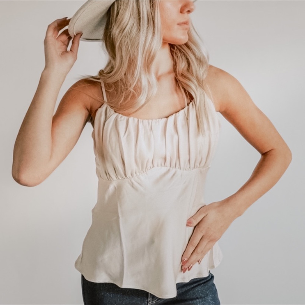 New Cream White Satin Cami Top
